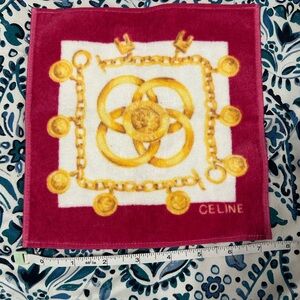 Celine Burgundy and Gold Chain face towel